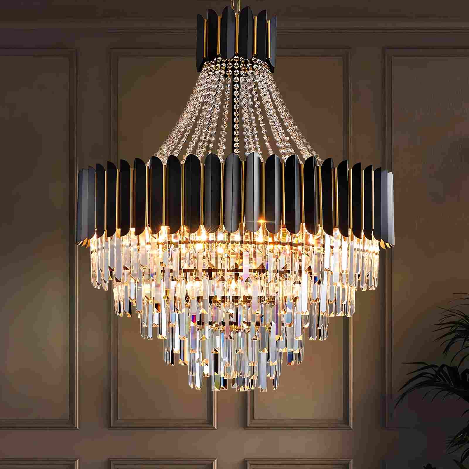 Antizer Modern Black Gold Luxury Crystal Chandelier