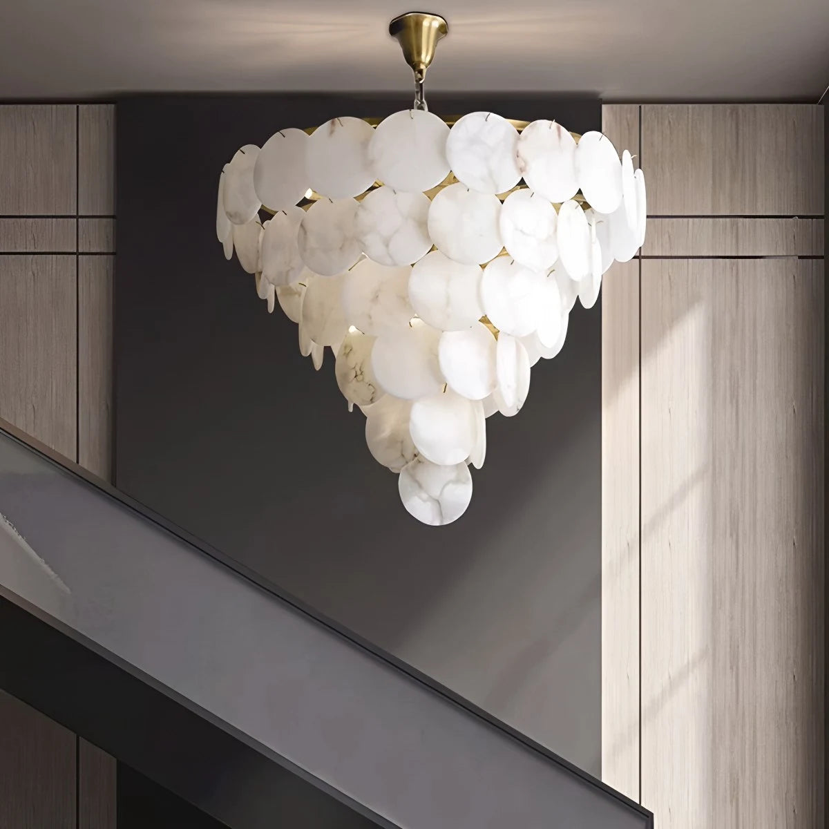 Antizer Modern Round Shell Spanish Alabaster Chandelier