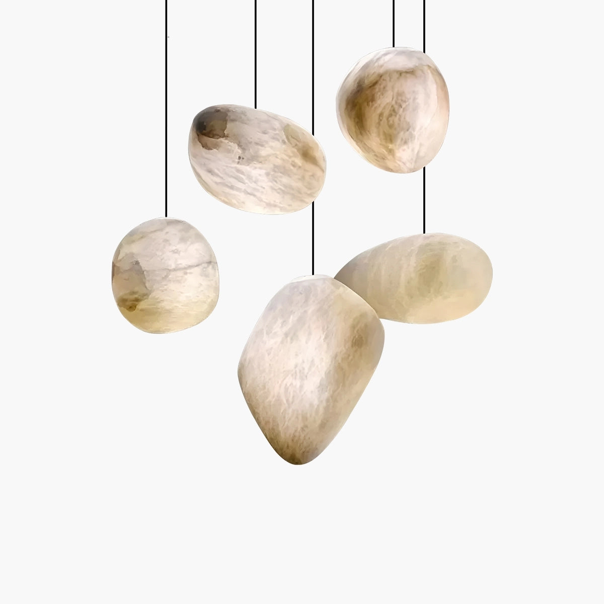 Antizer Modern Pebble Shaped Spanish Alabaster Pendant Light