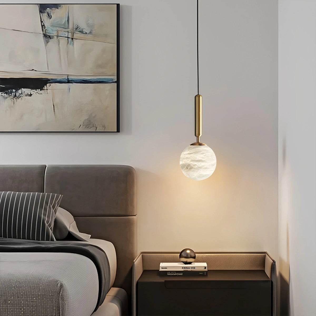 Antizer Modern Globe Spanish Alabaster Pendant Light
