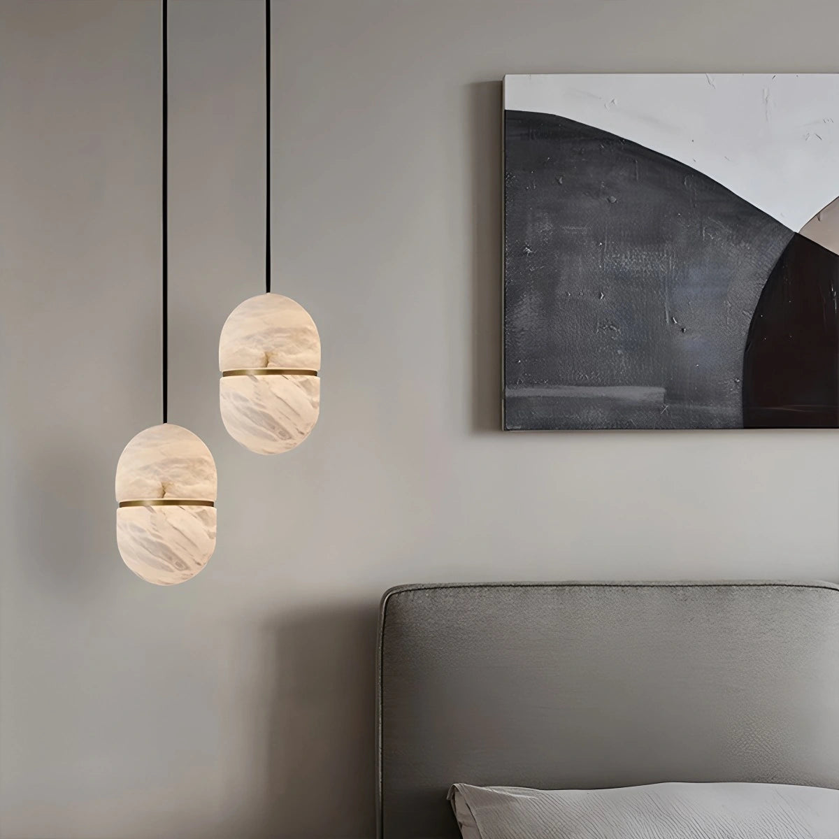 Antizer Modern Luxury Oval Spanish Alabaster Pendant Light