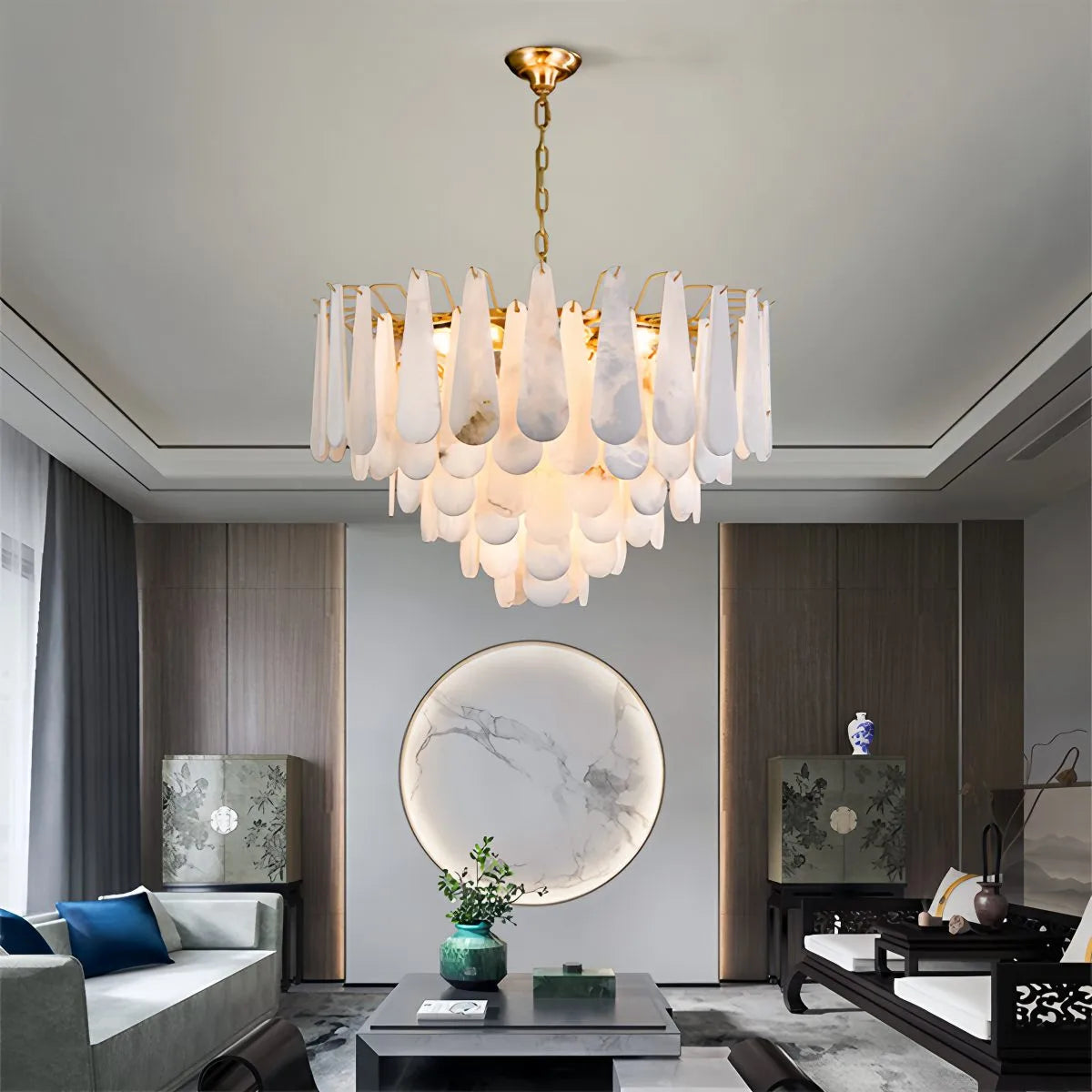 Antizer Modern Luxury Multi-layer Spanish Alabaster Chandelier