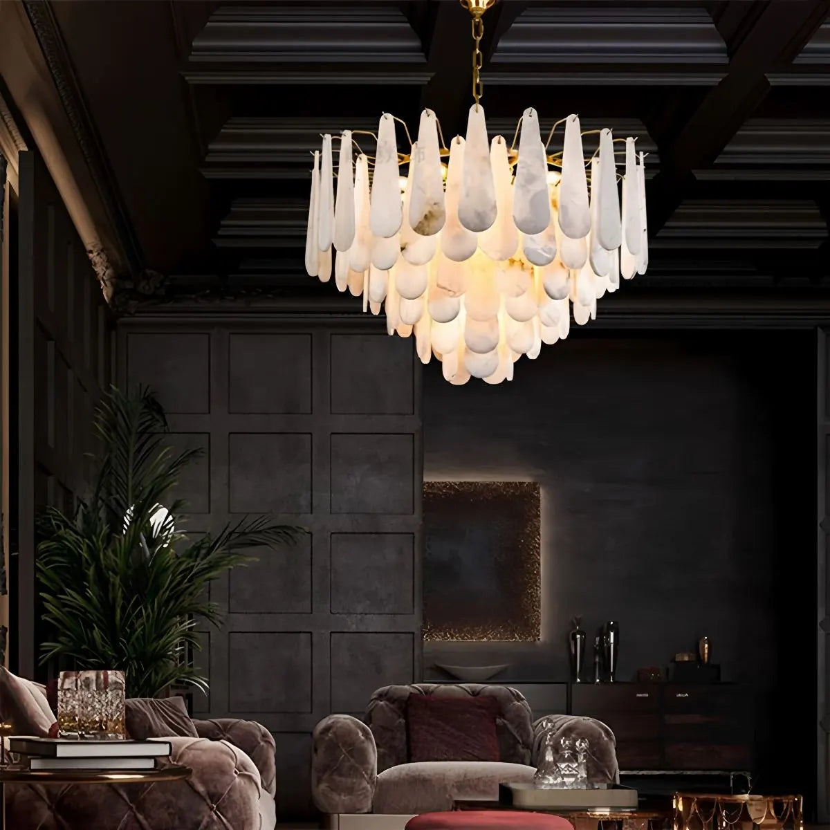 Antizer Modern Luxury Multi-layer Spanish Alabaster Chandelier