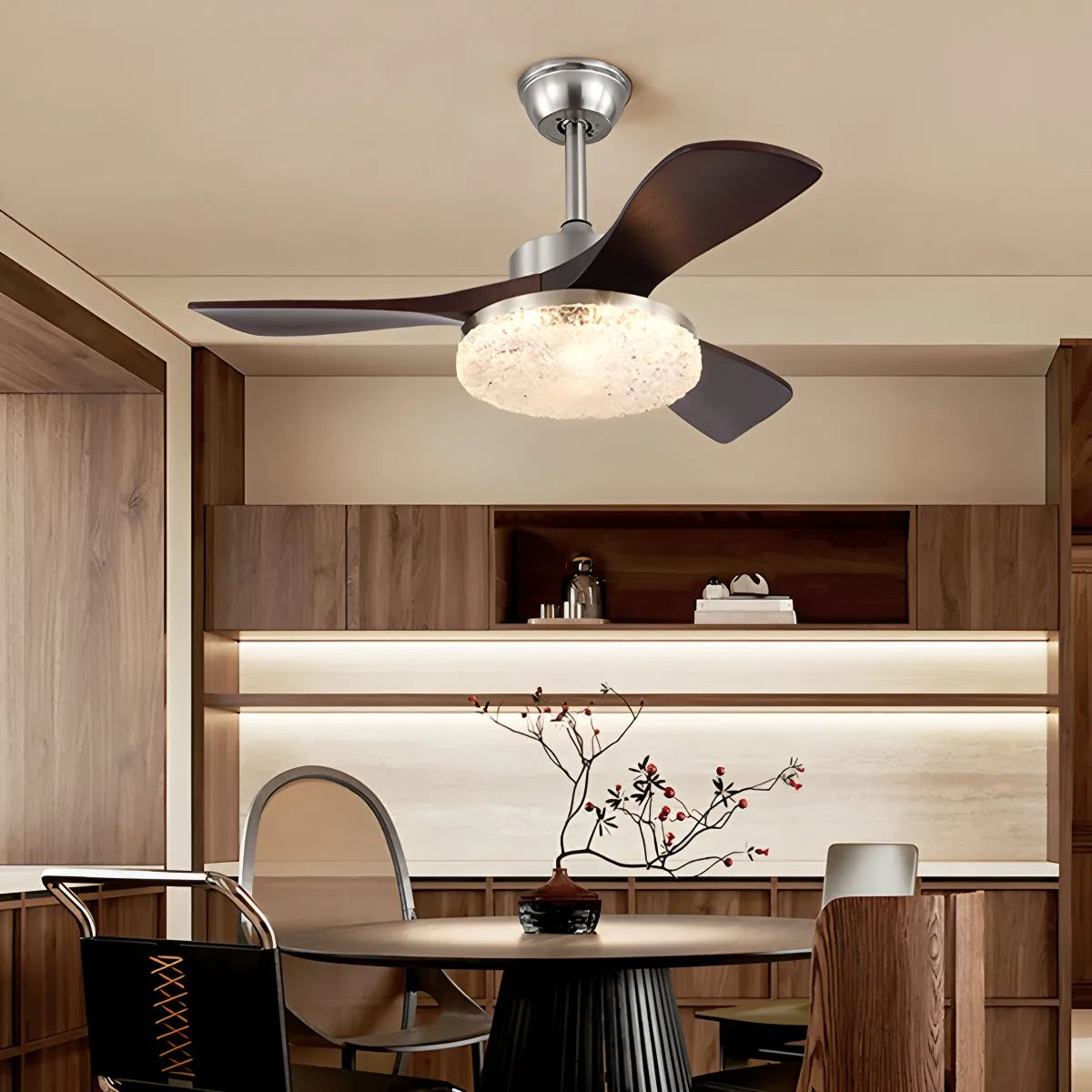 Antizer Vintage Luxury Wood Ceiling Fan Light