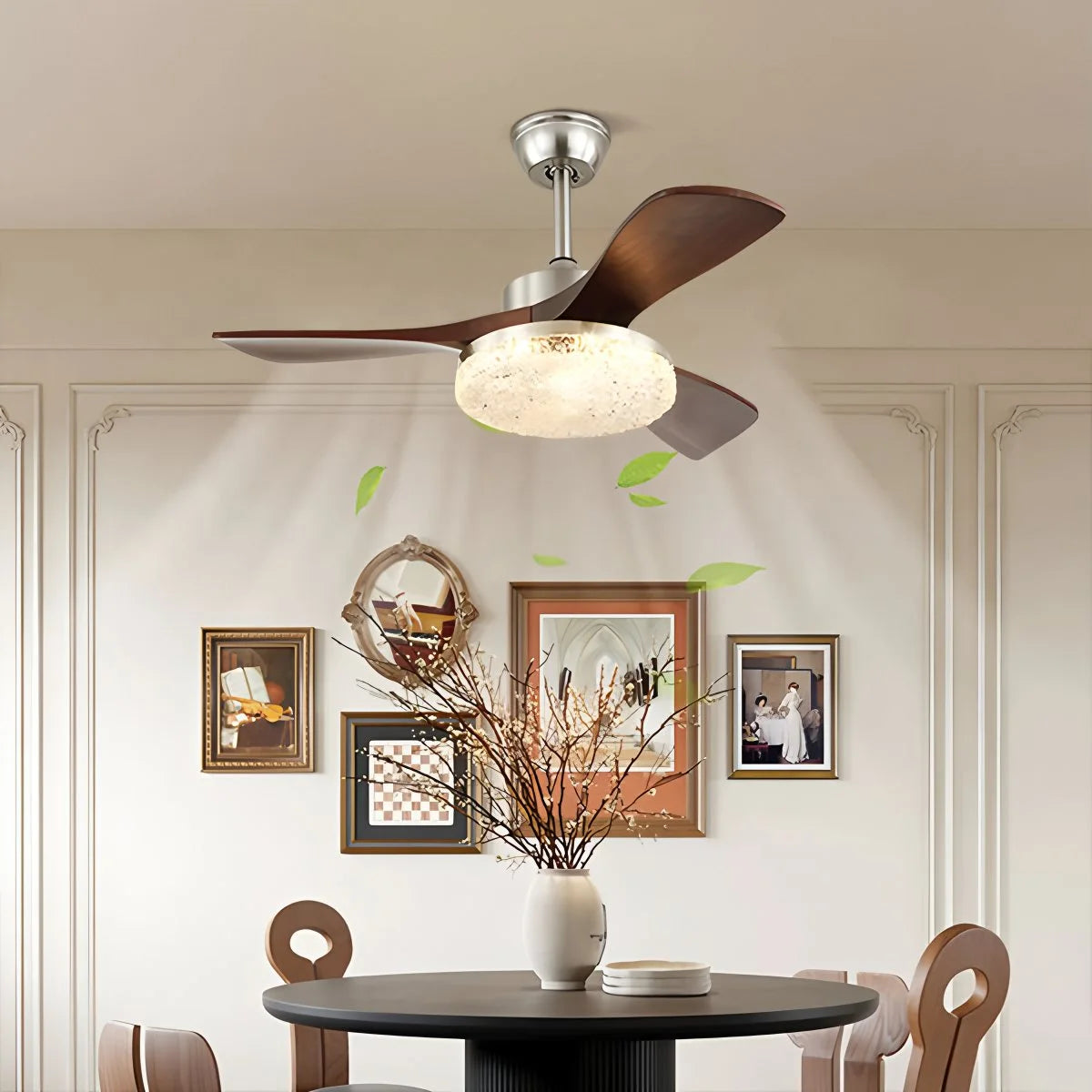 Antizer Vintage Luxury Wood Ceiling Fan Light