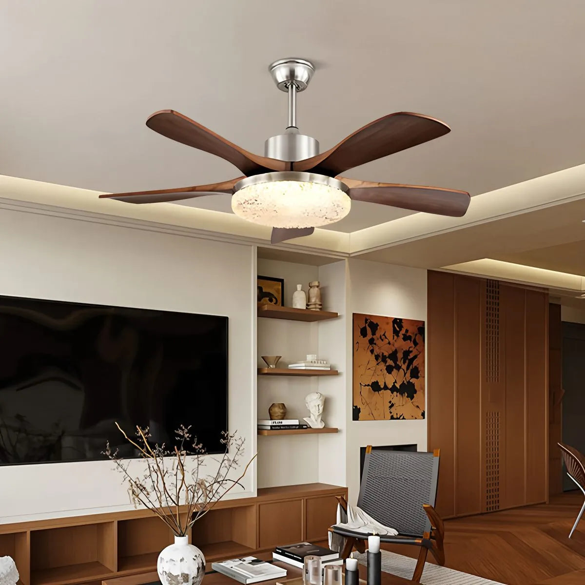 Antizer Vintage Luxury Wood Ceiling Fan Light