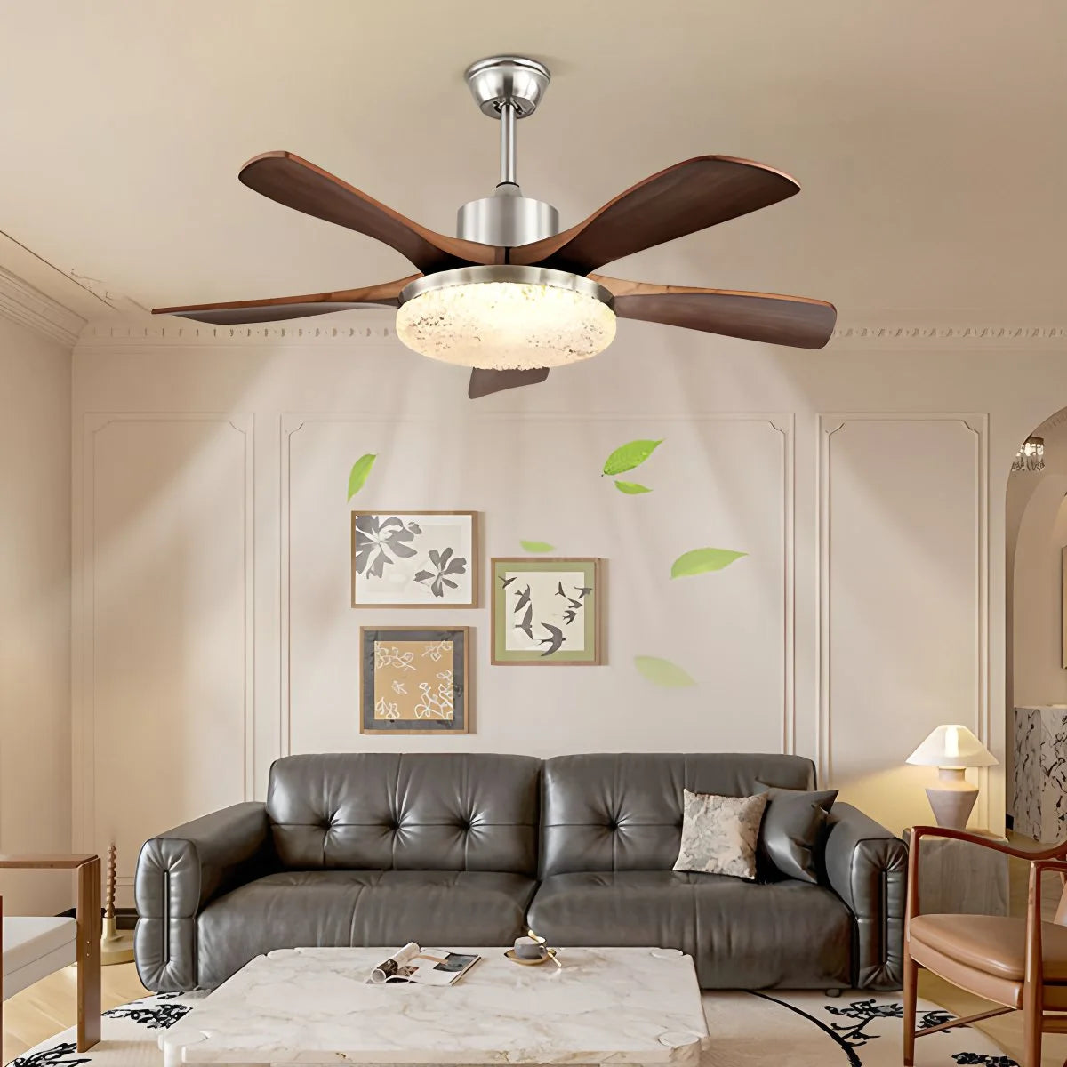 Antizer Vintage Luxury Wood Ceiling Fan Light