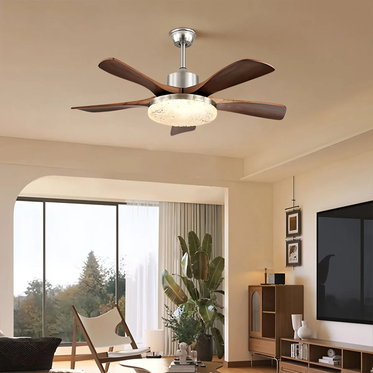 Antizer Vintage Luxury Wood Ceiling Fan Light