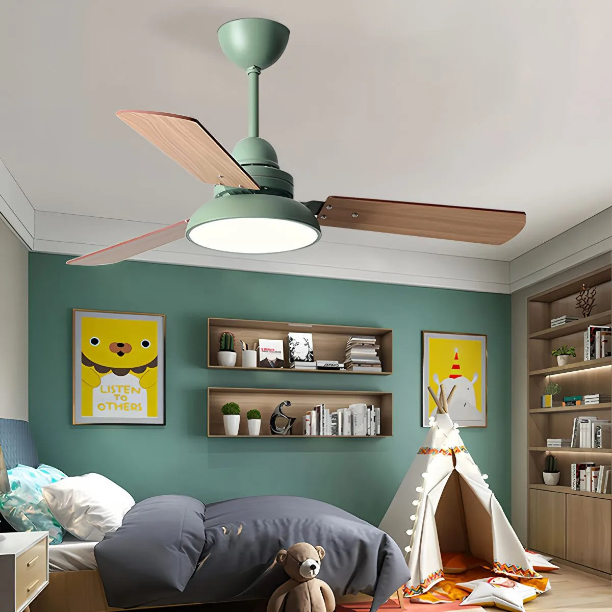 Antizer Modern Minimalist Three Leaf Ceiling Fan Light