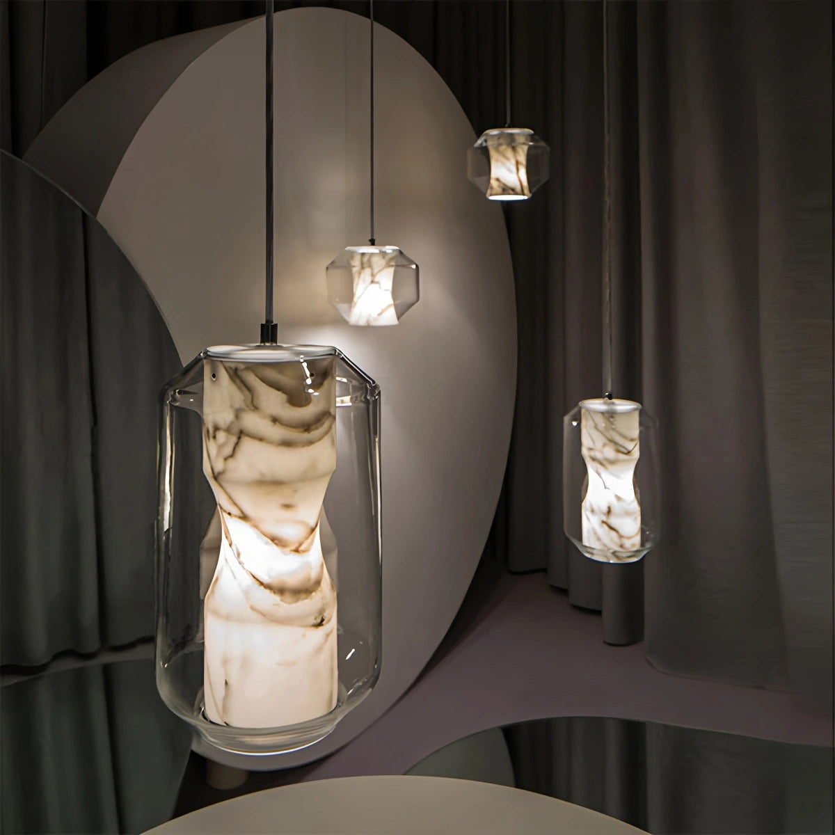 Antizer Modern Alabaster Glass Pendent Light for Bedroom