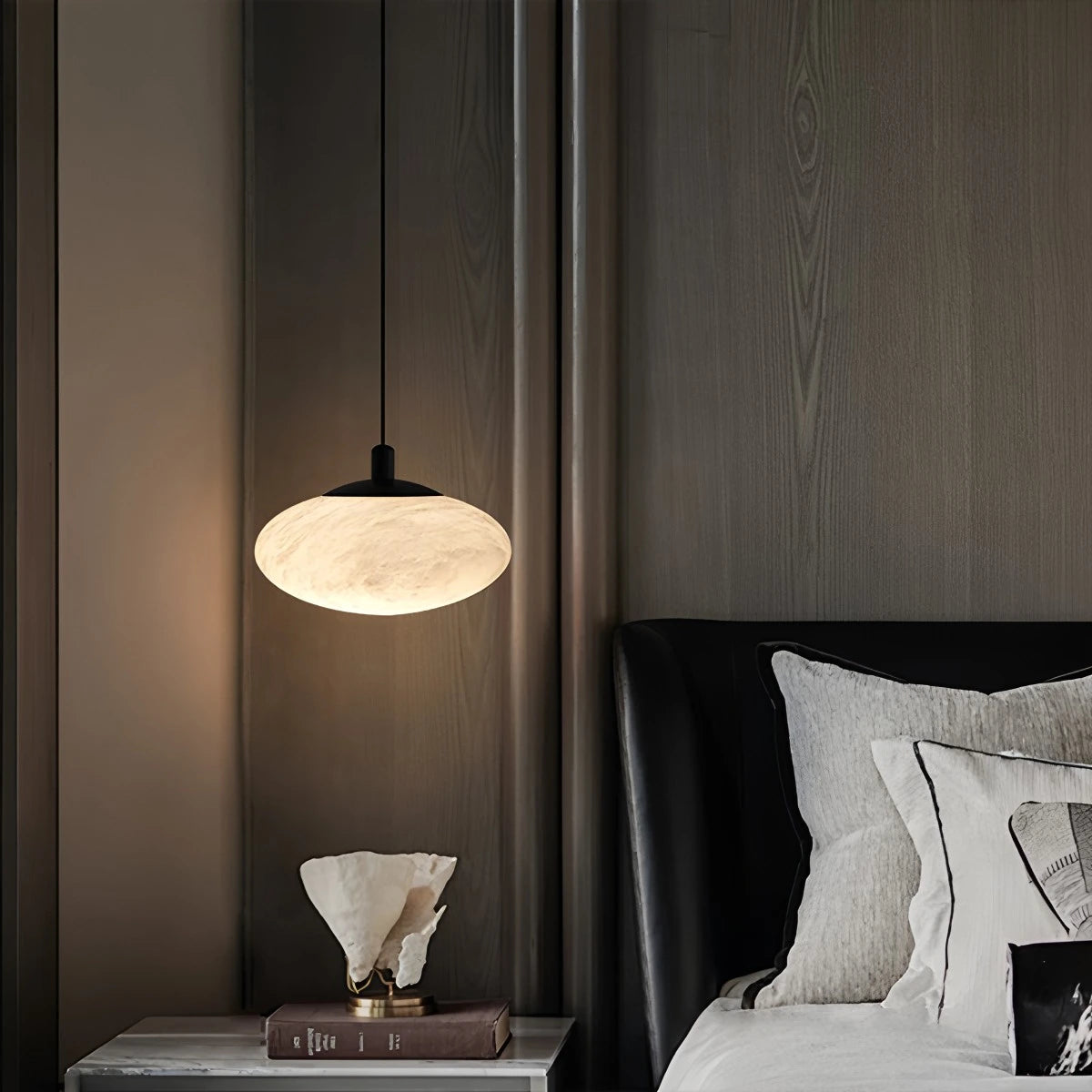 Antizer Modern Oval Bedroom Spanish Alabaster Pendant Light