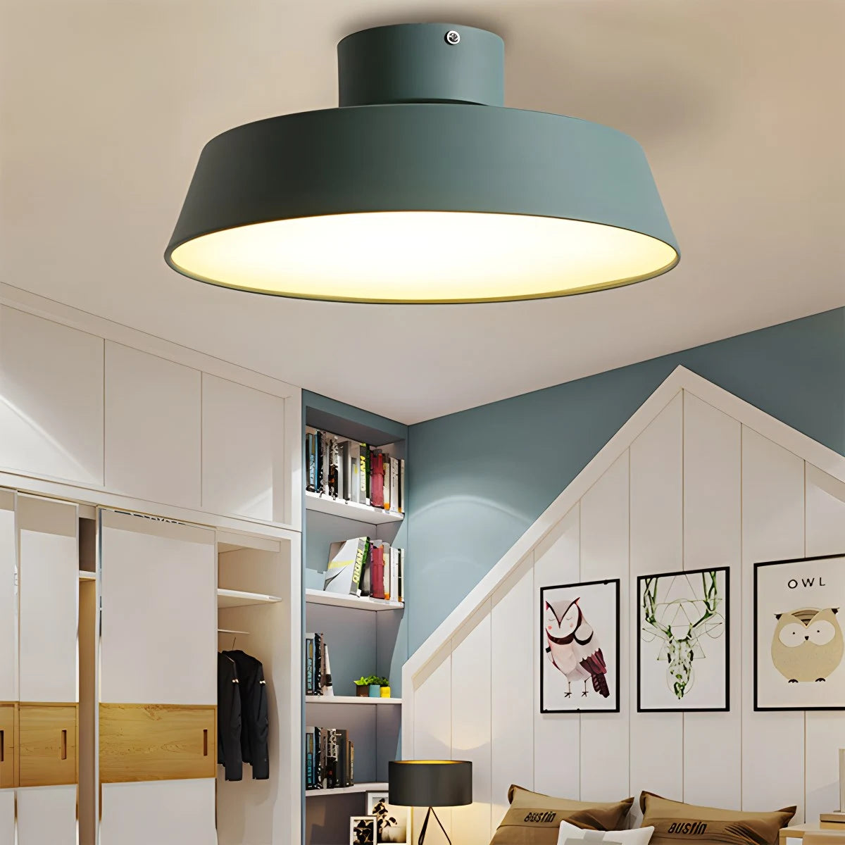 Antizer Nordic Creative Round Personality Ceiling Lamp Green