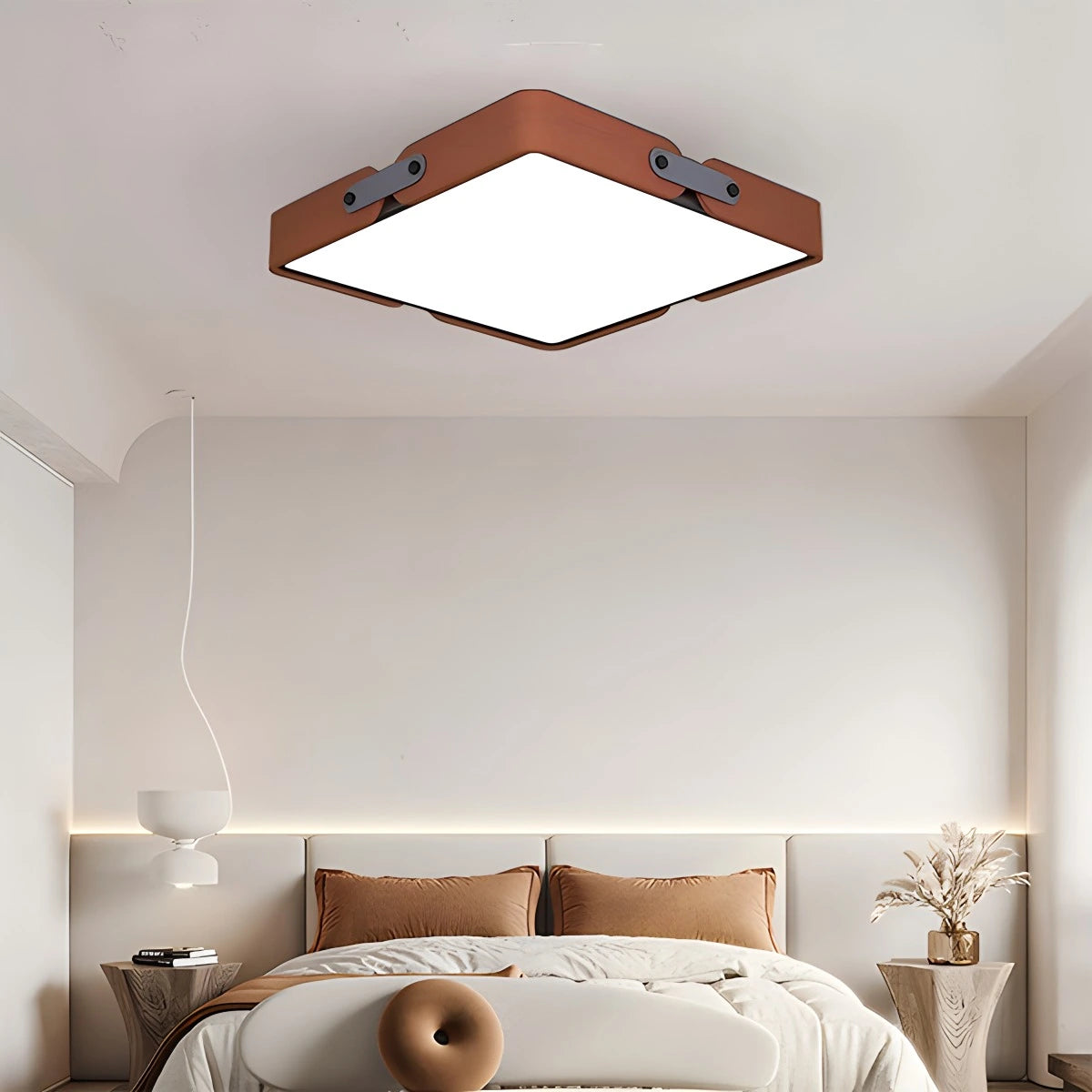 Antizer Nordic Wood Ceiling Light for Bedroom Walnut