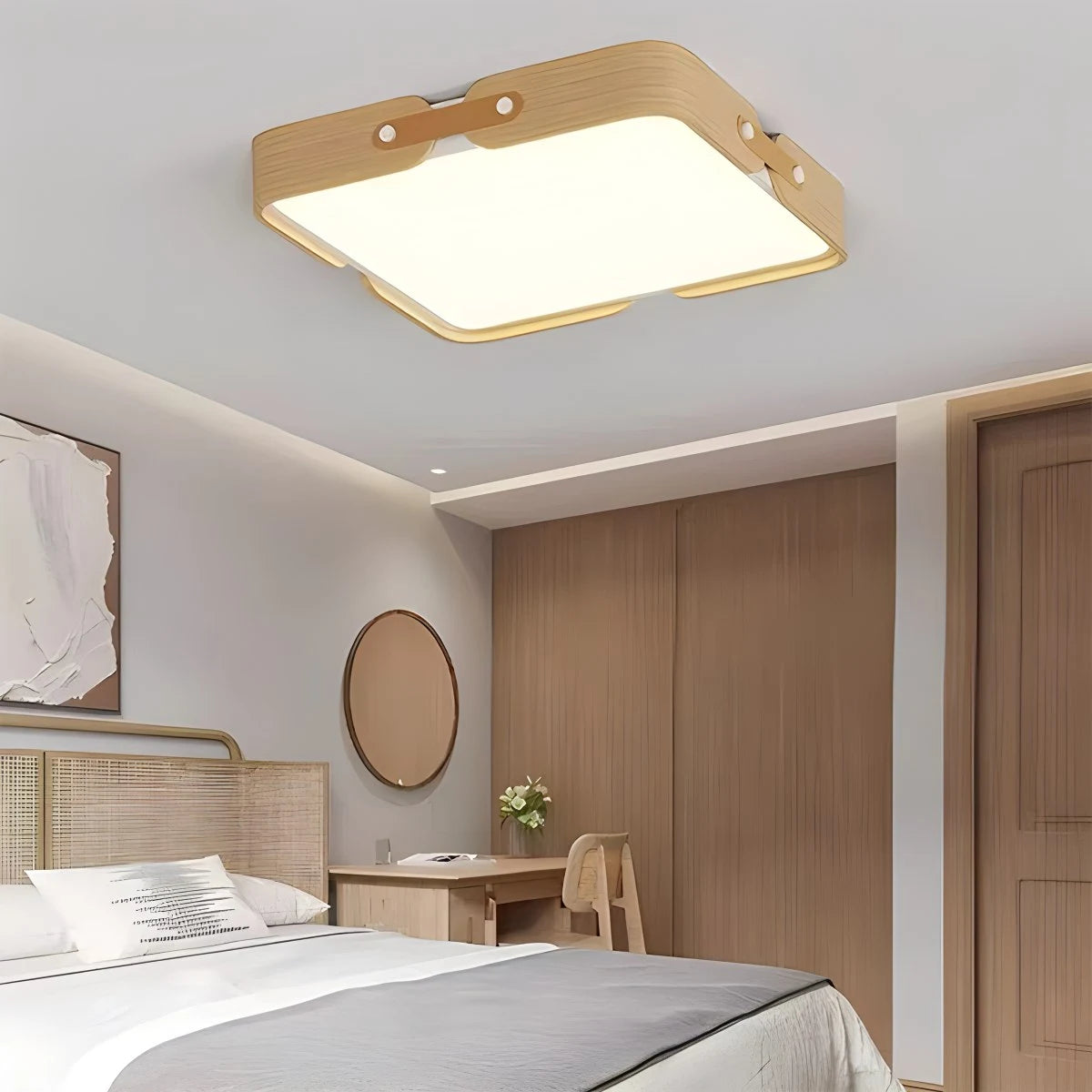 Antizer Nordic Wood Ceiling Light for Bedroom Wood