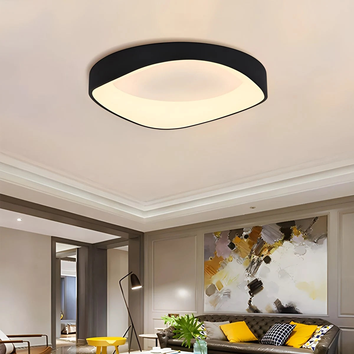 Antizer Nordic Acrylic Circle Ceiling Light for Bedroom Black
