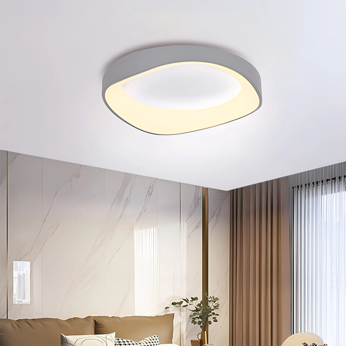 Antizer Nordic Acrylic Circle Ceiling Light for Bedroom Grey