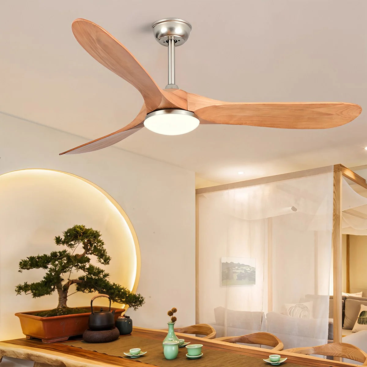 Antizer Nordic Wood Ceiling Fan with Light