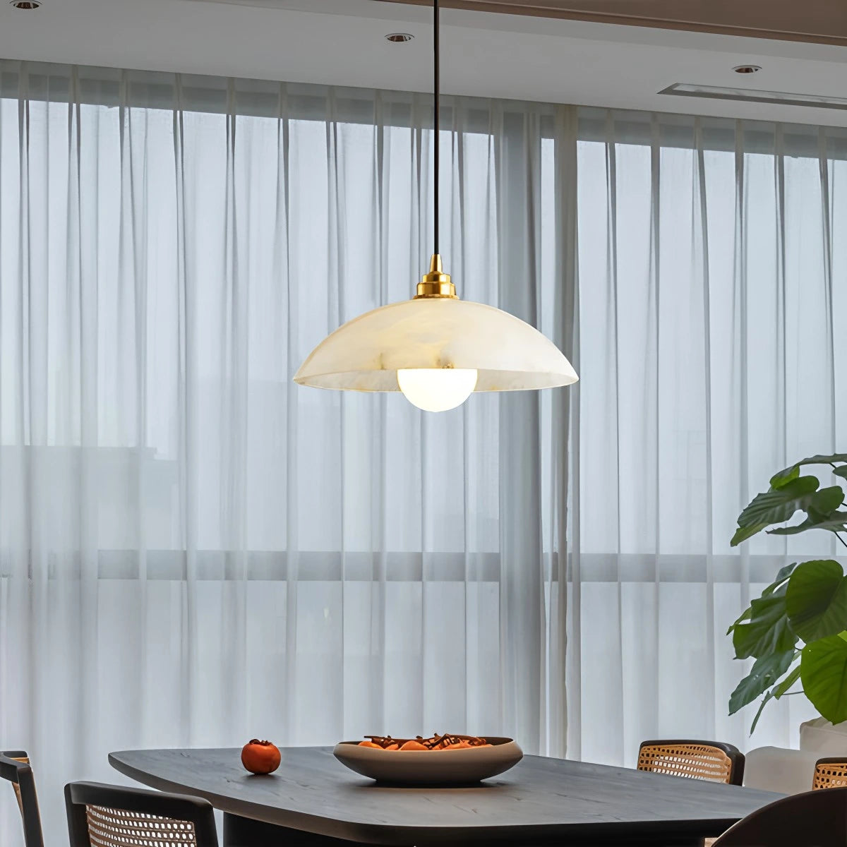 Antizer Dome Spanish Alabaster Pendant Light for Dining Room