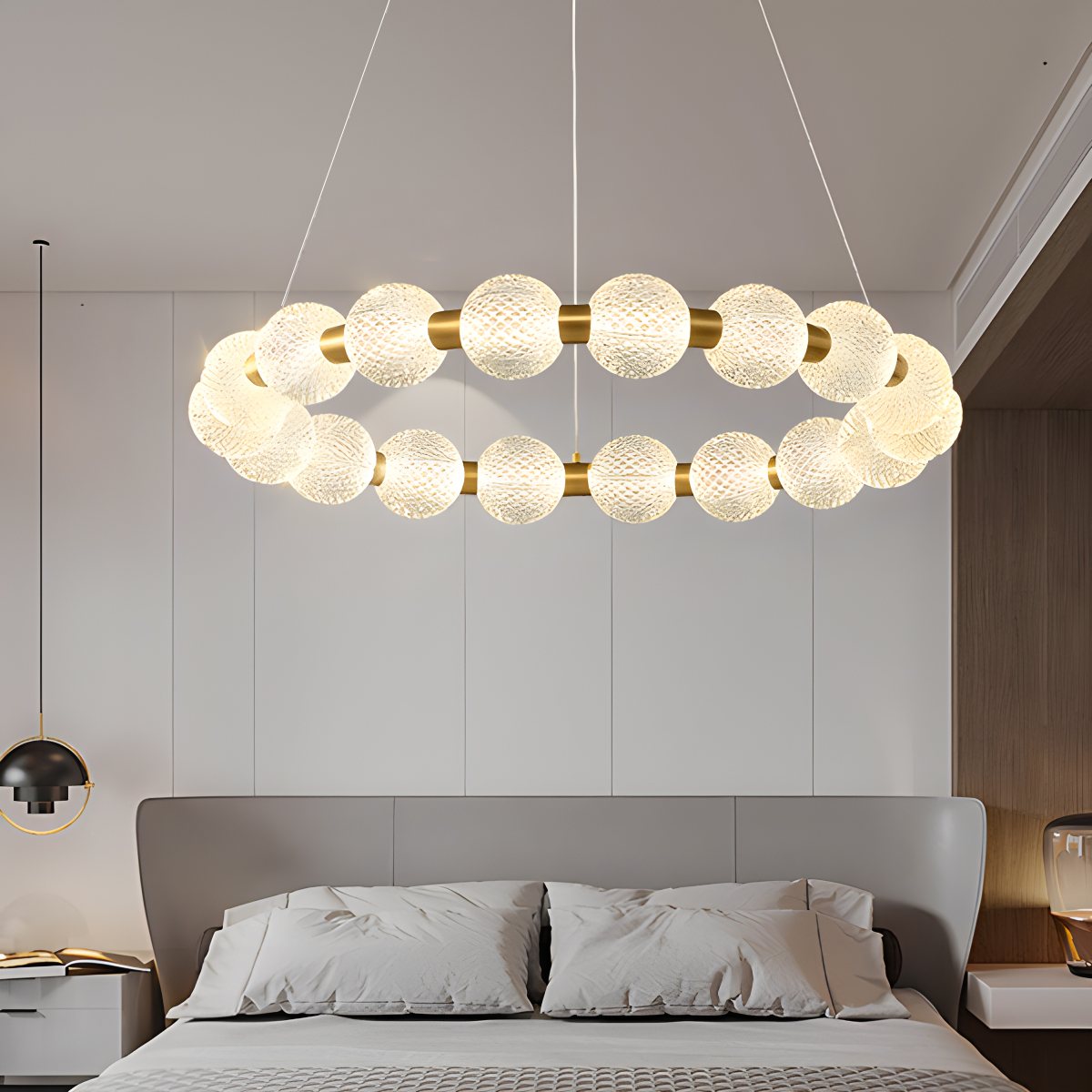 Antizer Modern Ring Pearl Chandelier for Living Room