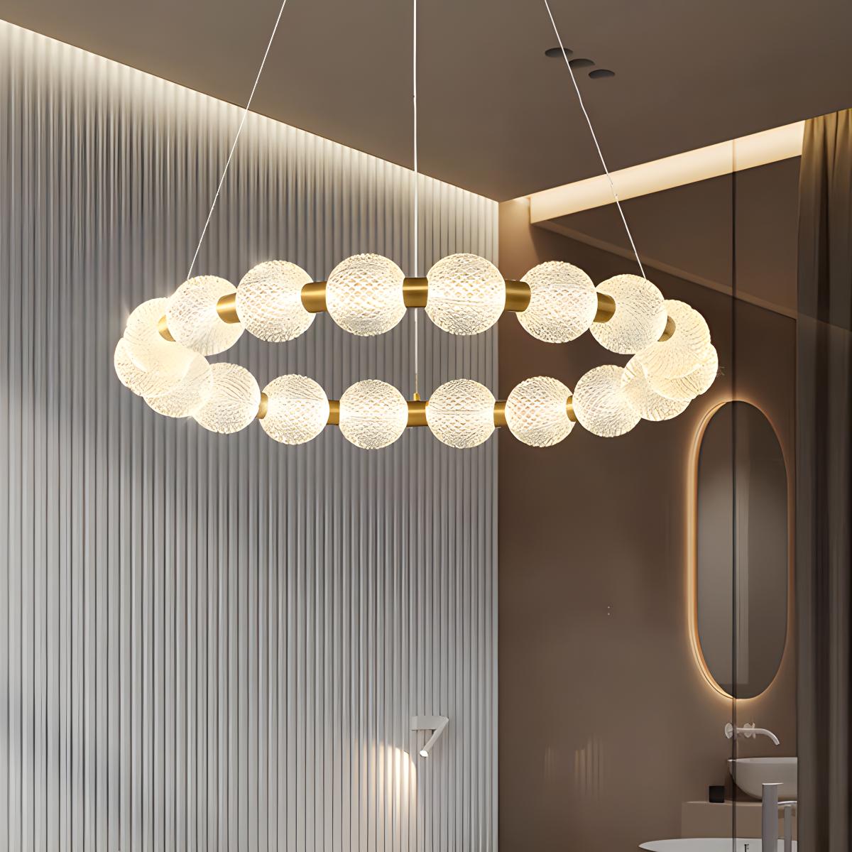 Antizer Modern Ring Pearl Chandelier for Living Room