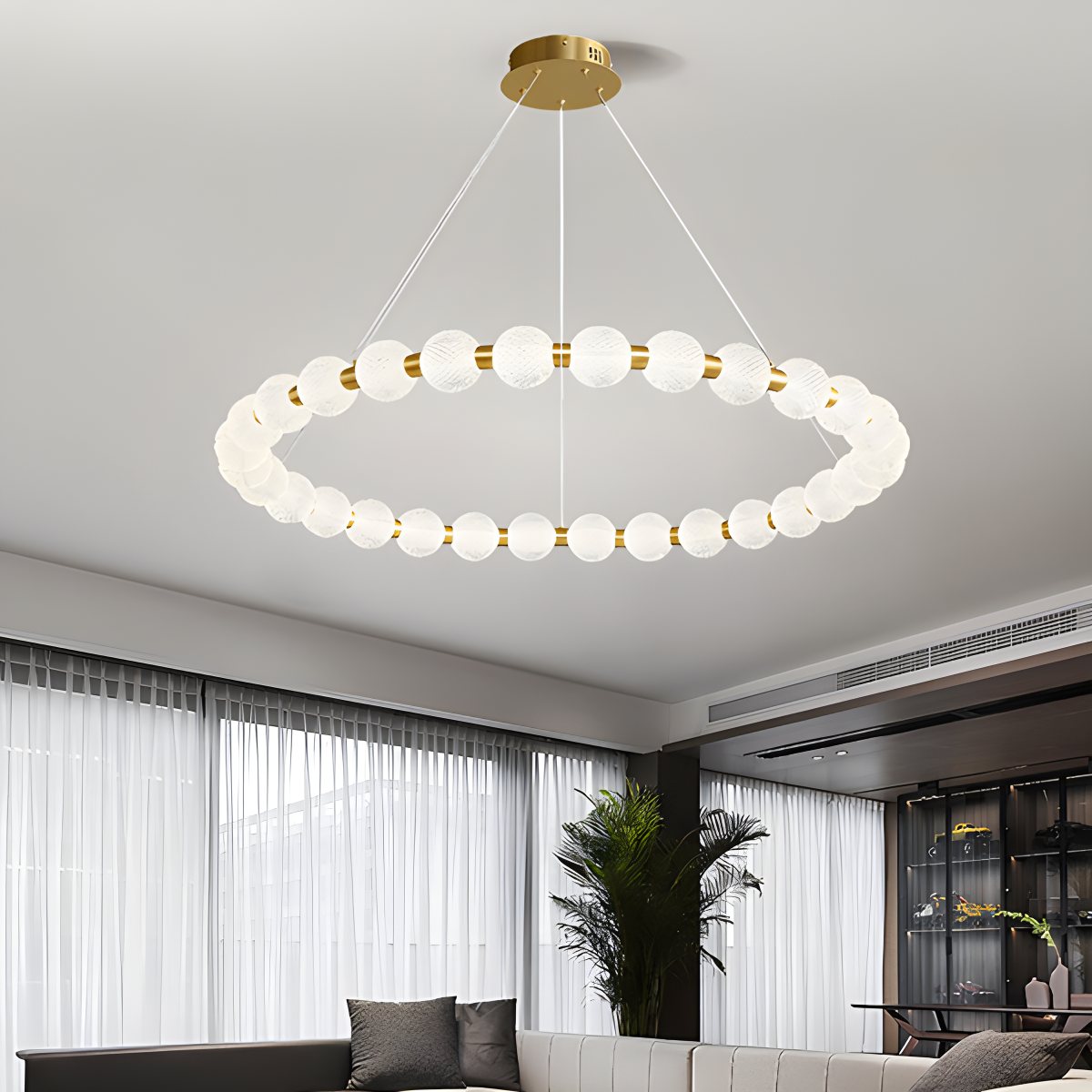Antizer Modern Ring Pearl Chandelier for Living Room