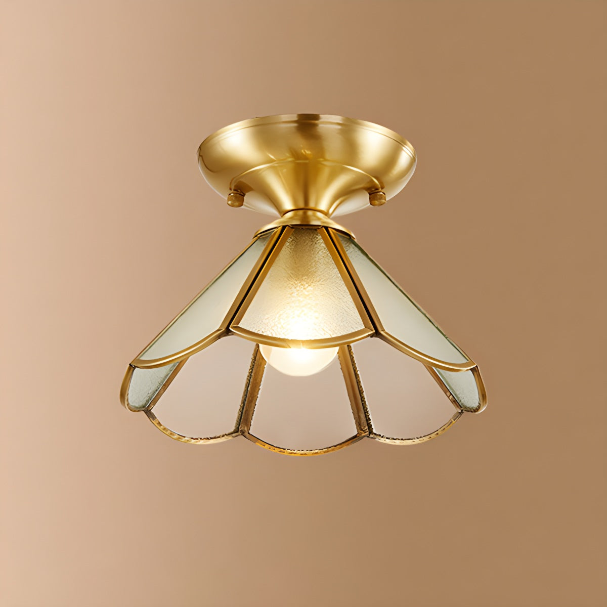 Antizer European Style Copper Glass Ceiling Lamp-B Style B Warm Light
