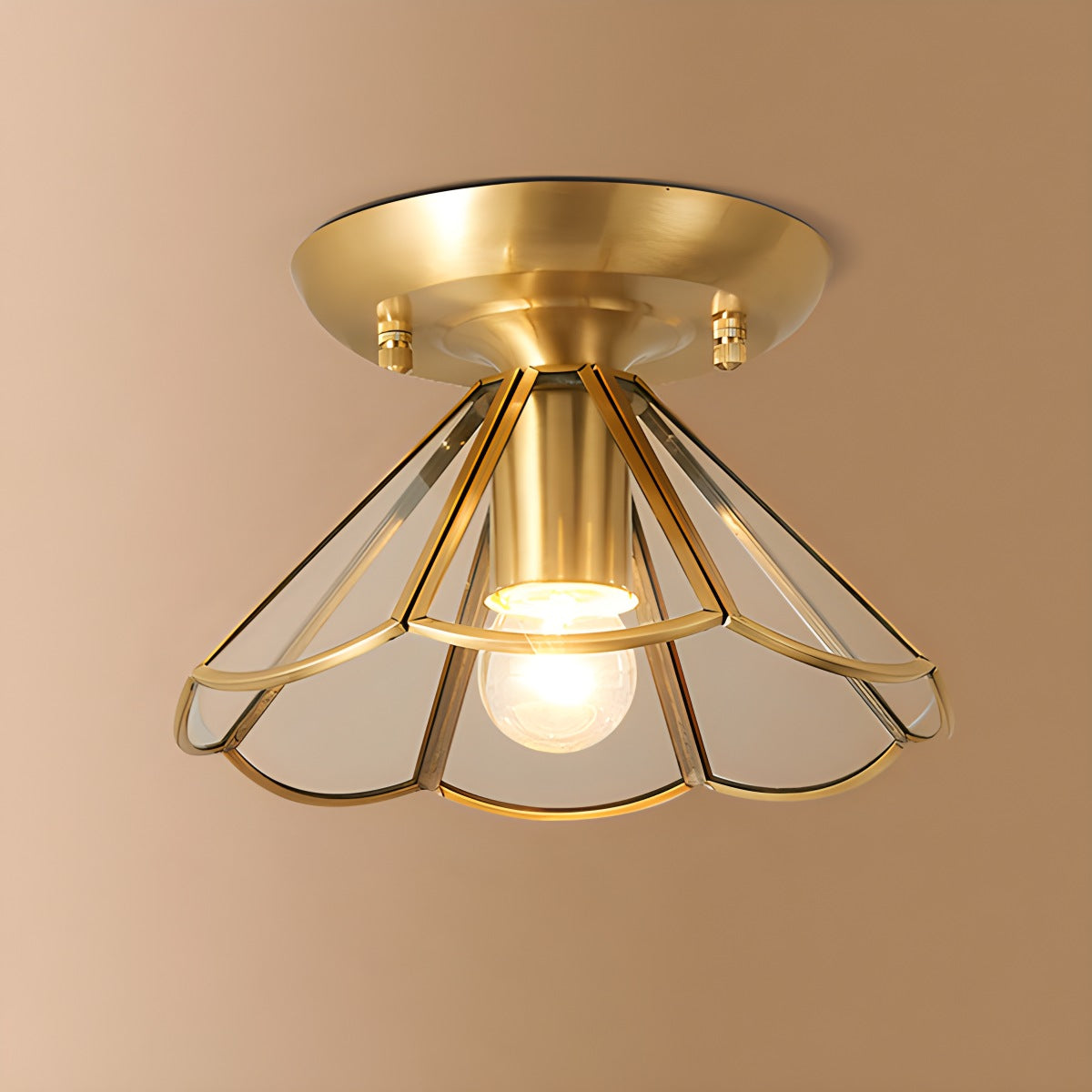 Antizer European Style Copper Glass Ceiling Lamp-B Style A Warm Light
