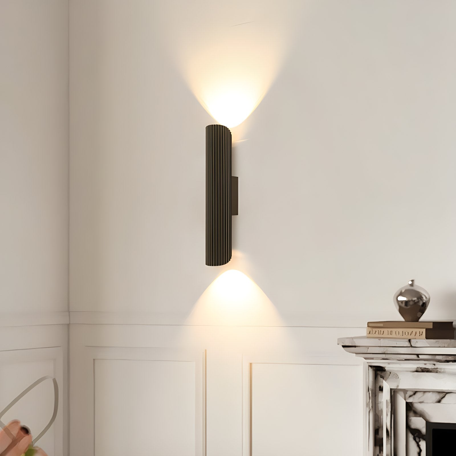 Antizer Roman Column Wall Lamp for Living Room Black Warm Light