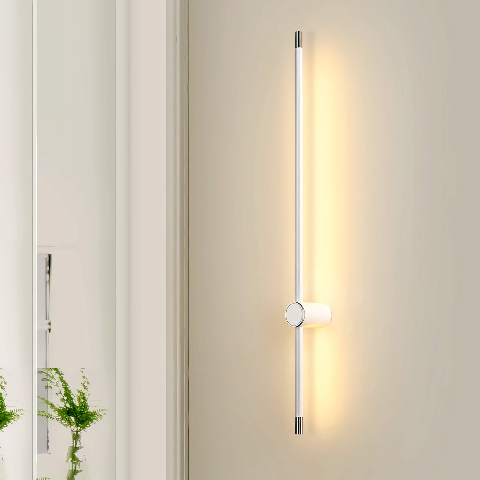 Antizer Long Roman Column Wall Lamp for Bedroom Chrome Warm Light