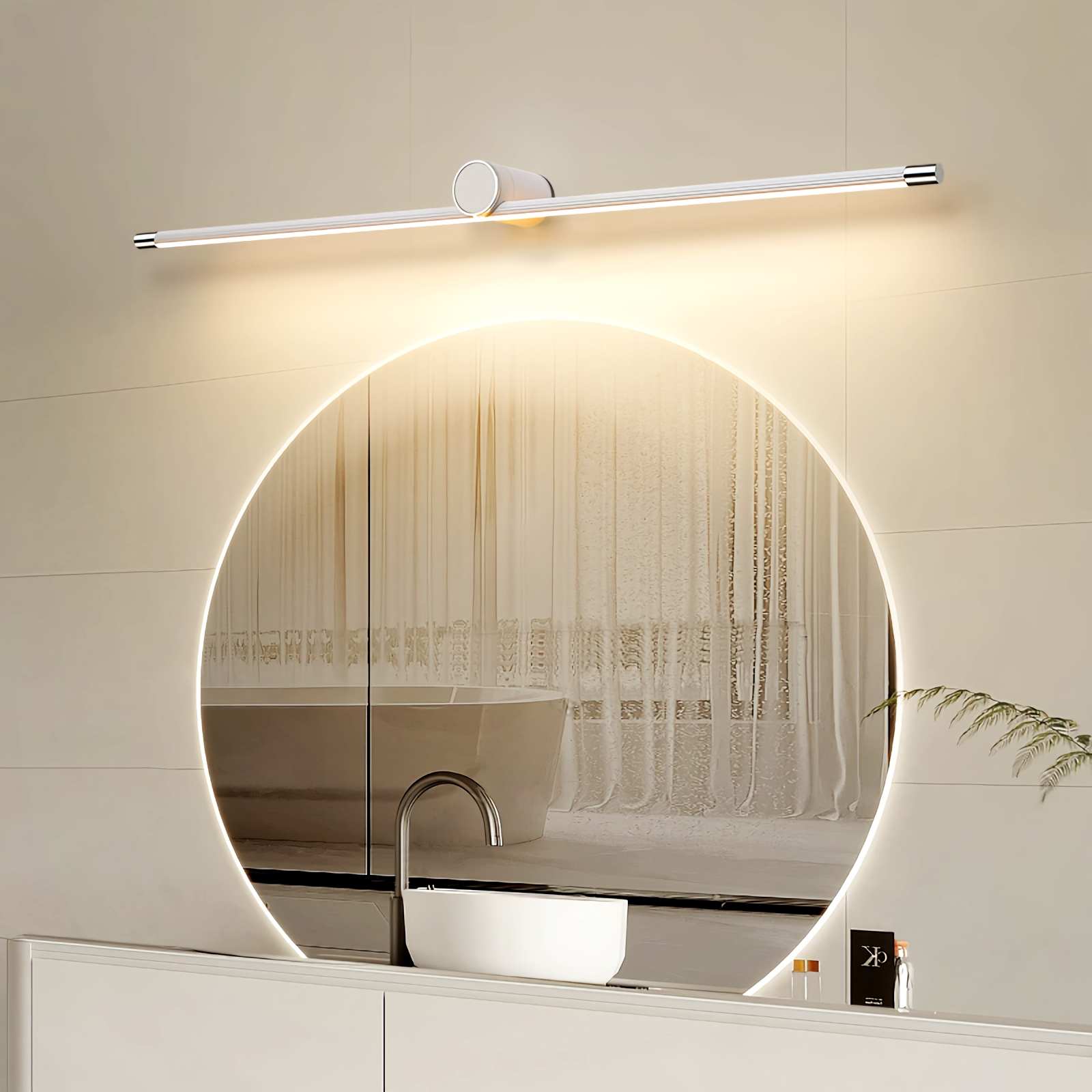Antizer Roman Column Dresser Bathroom Mirror Wall Lamp Chrome Warm Light