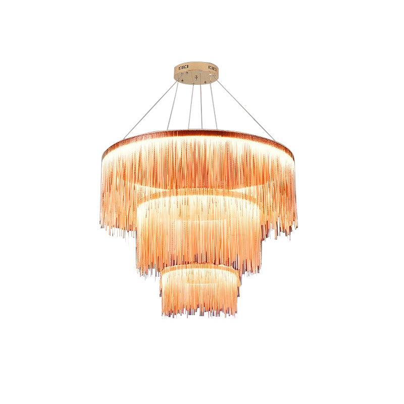 Antizer Modern Art Decor Tassel Chandelier Rose Gold 3 Layer-40cm+60cm+80cm / 15.75"+23.62"+31.50"