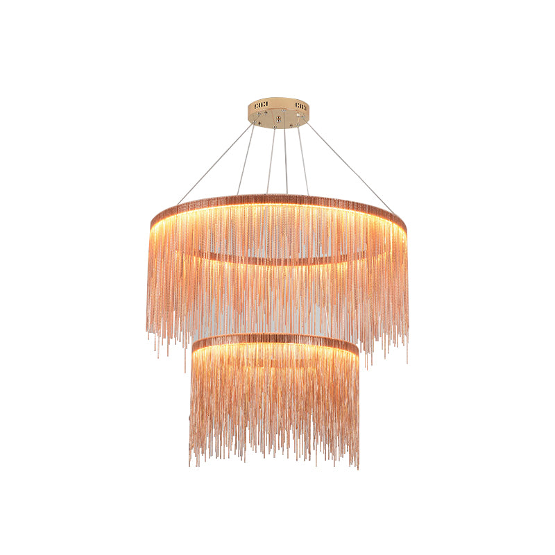 Antizer Modern Art Decor Tassel Chandelier Rose Gold
