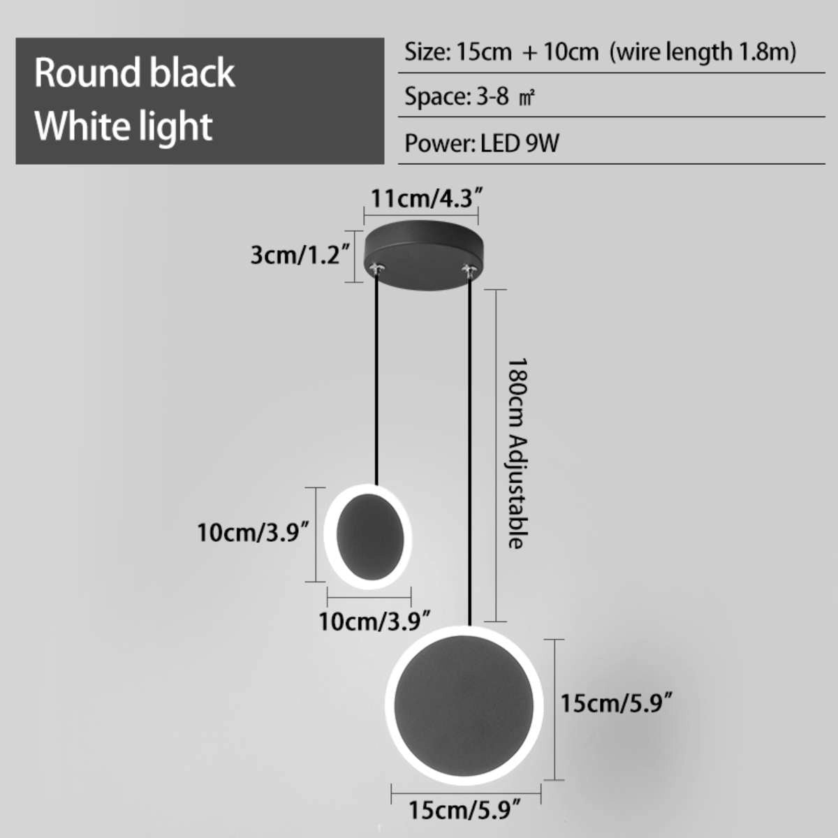 Antizer Modern Simple Ceiling Pendant Light Round Black White Light