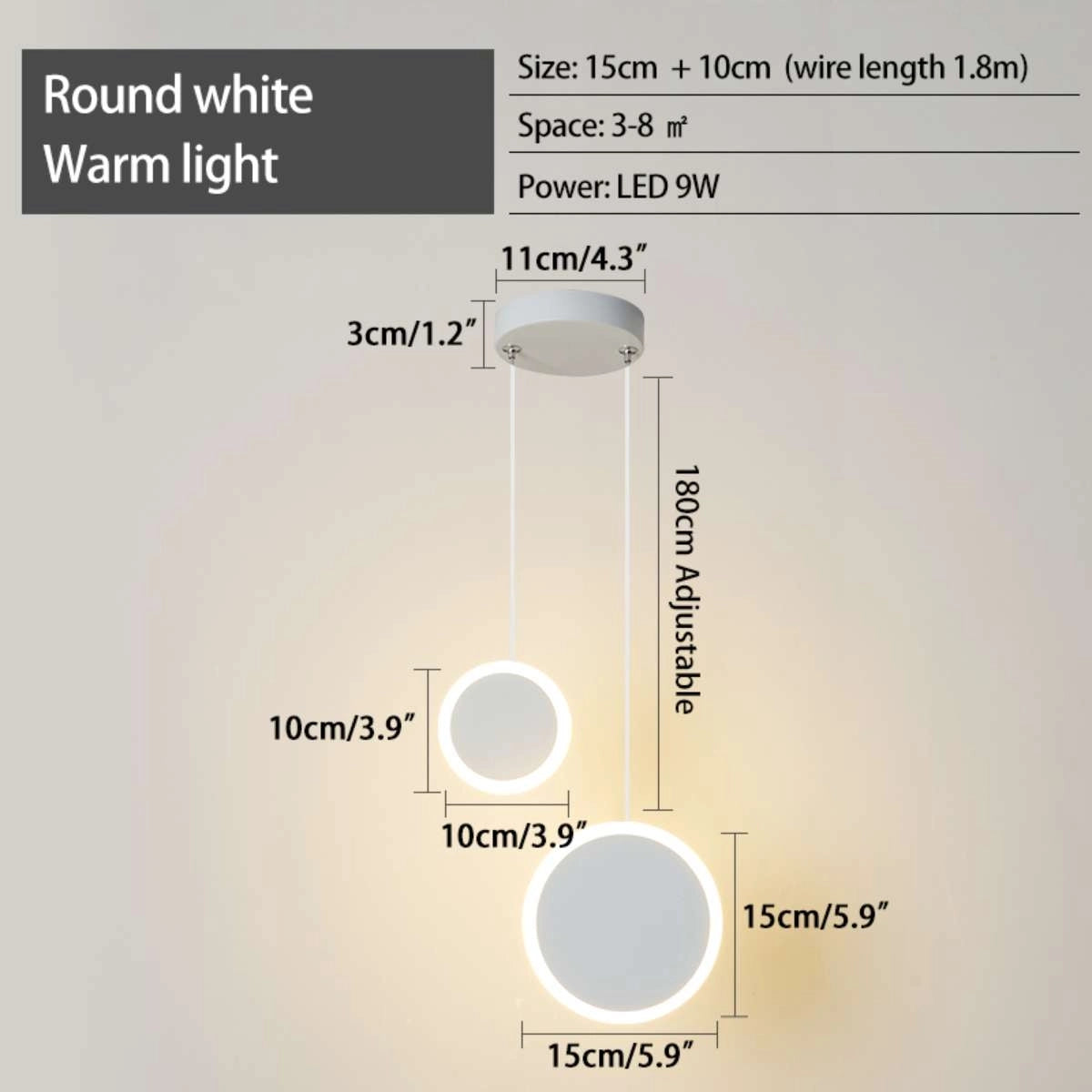 Antizer Modern Simple Ceiling Pendant Light Round White Warm Light