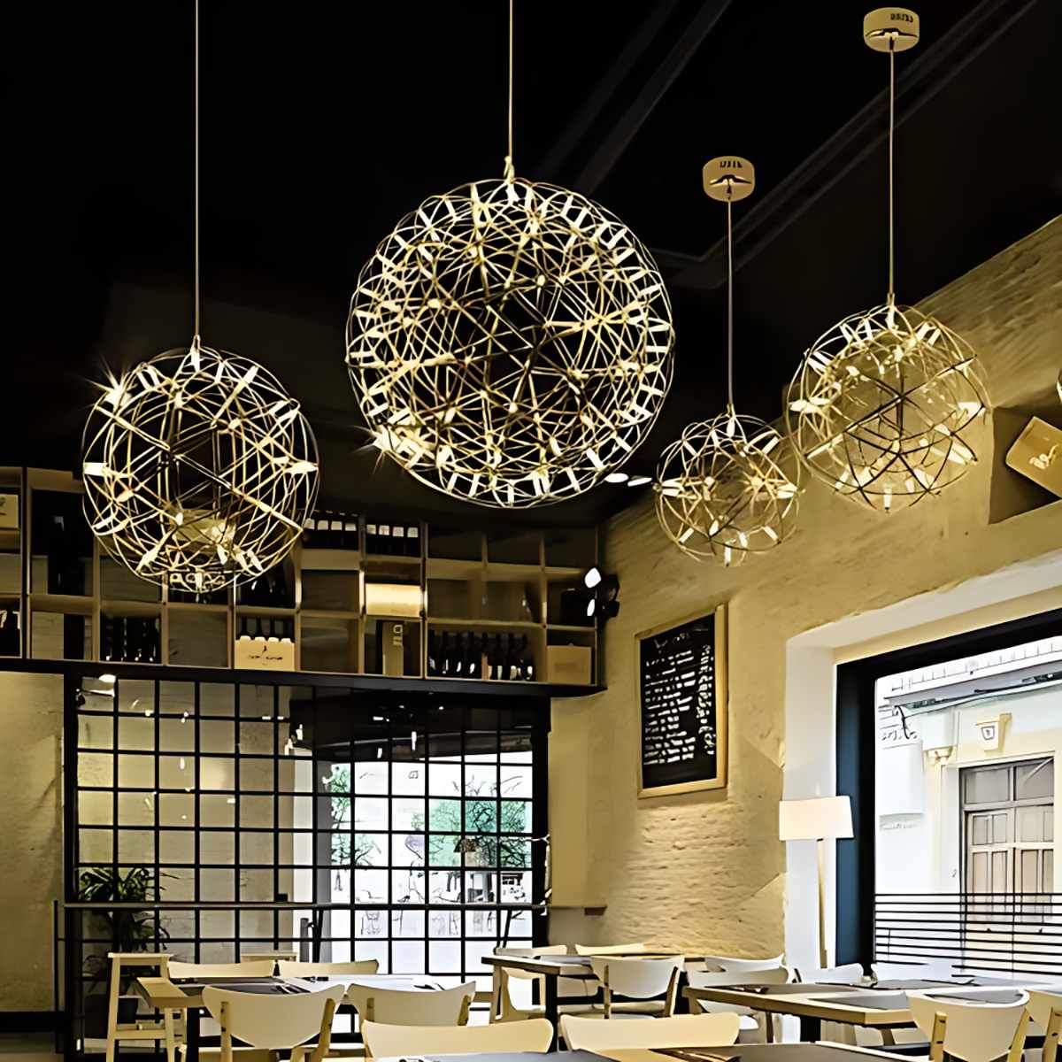 Antizer Silver Fire Ball Pendant Light for Dining Room