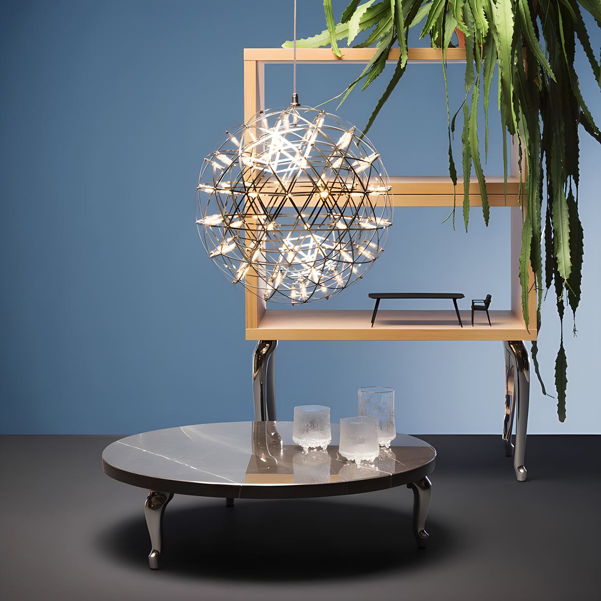 Antizer Silver Fire Ball Pendant Light for Dining Room