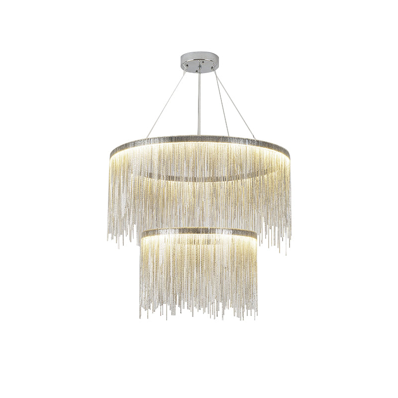 Antizer Modern Art Decor Tassel Chandelier Silvery