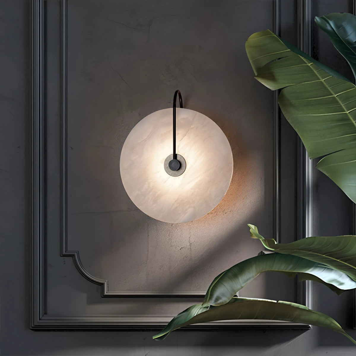 Antizer Simple Circular Spanish Alabaster Wall Lamp