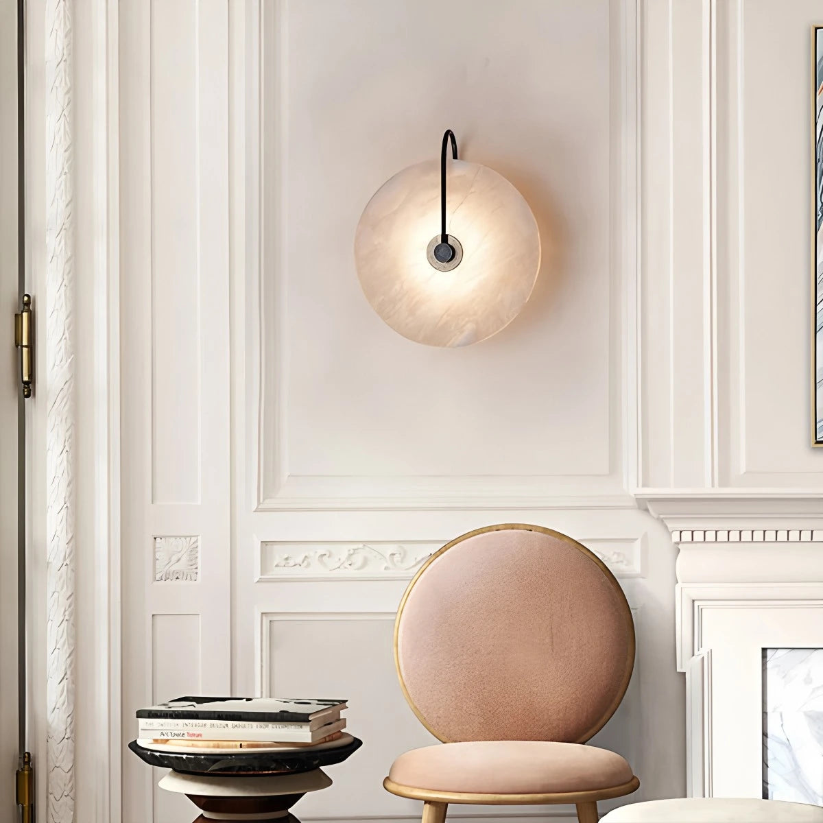 Antizer Simple Circular Spanish Alabaster Wall Lamp