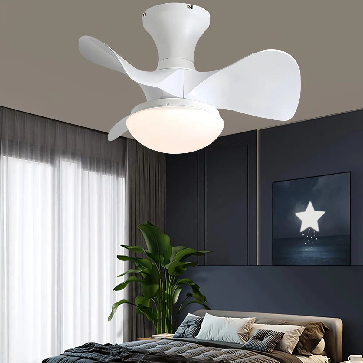Antizer Small Propeller Ceiling Fan With Light