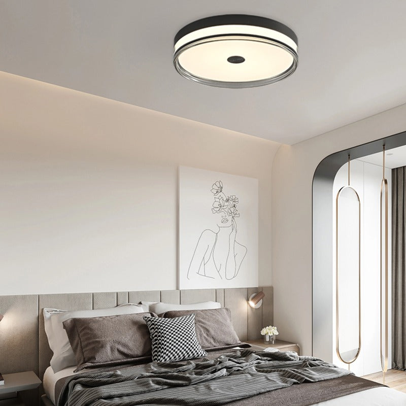 Antizer Acrylic Round LED Ceiling Lamp for Bedroom Black & White Φ15.7“H3.1“ / Φ40cm-H8cm Three-Color Changing light