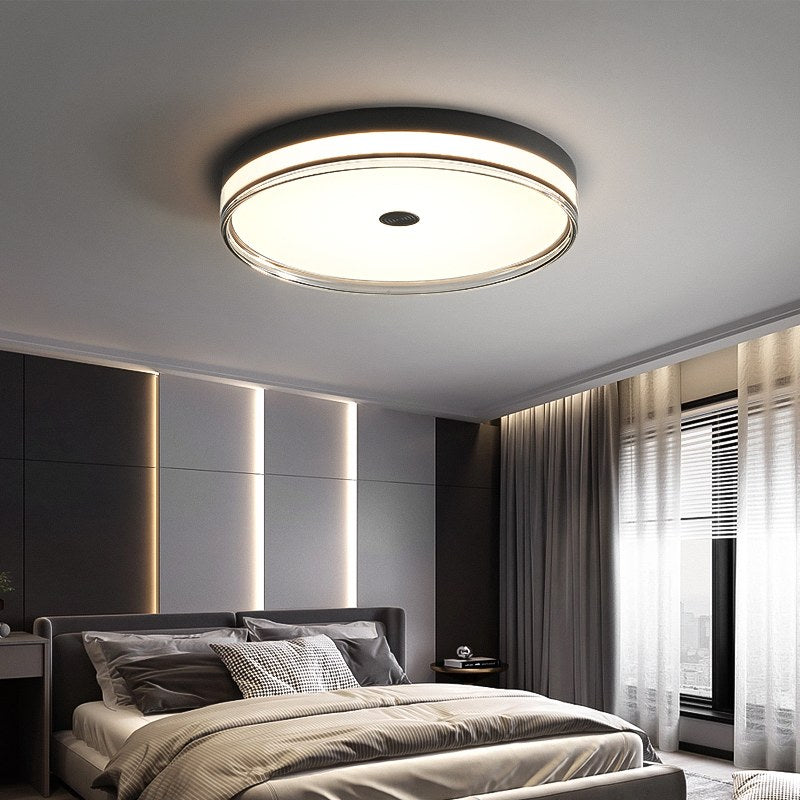Antizer Acrylic Round LED Ceiling Lamp for Bedroom Black & White Φ19.7“H3.1“ / Φ50cm-H8cm Three-Color Changing light