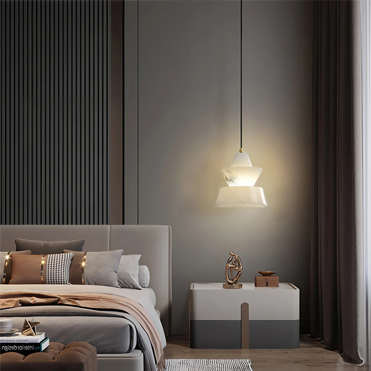 Antizer Spanish Alabaster Pendant Light Bedside Lamp