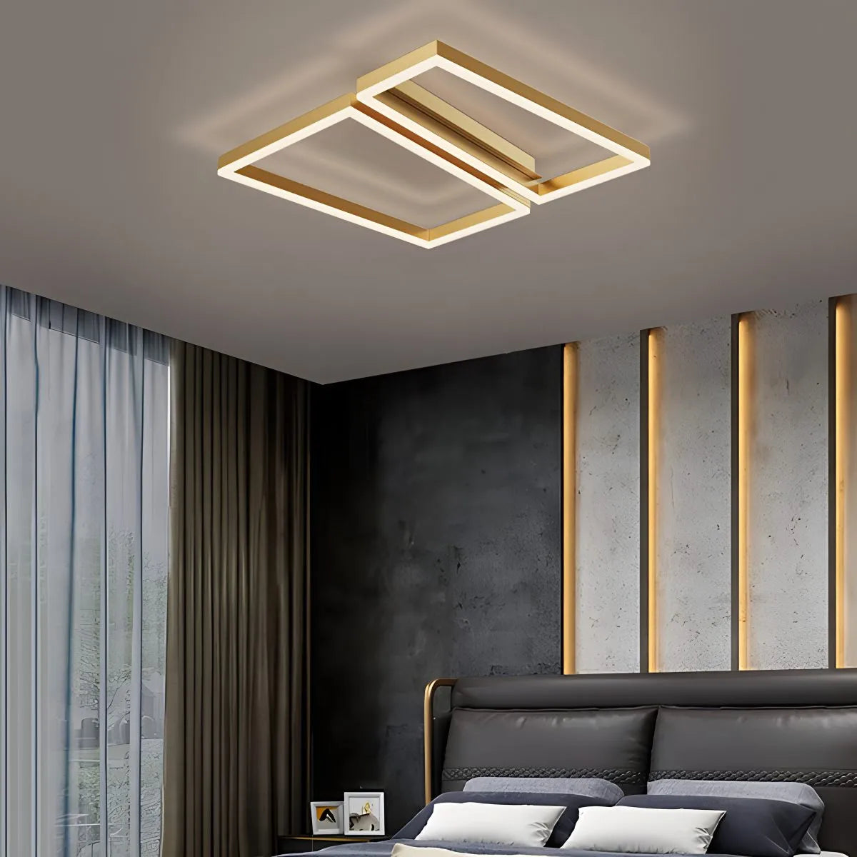Antizer Modern Square Ceiling Lamp for Bedroom Gold