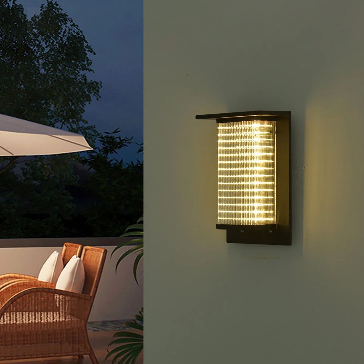Antizer Square Courtyard Garden Outdoor Wall Light Black