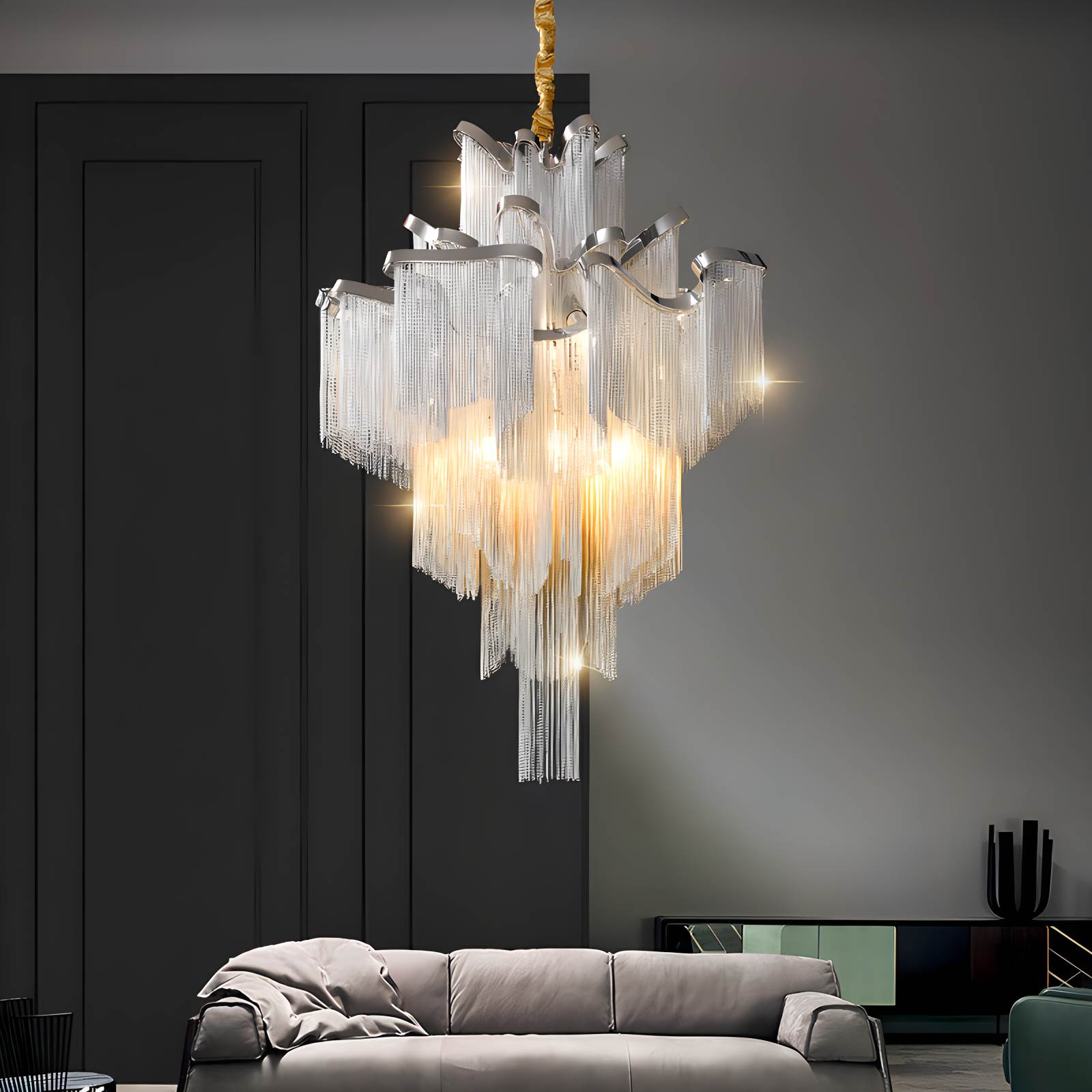 Antizer Aluminum Tassel LED Ceiling Chandelier