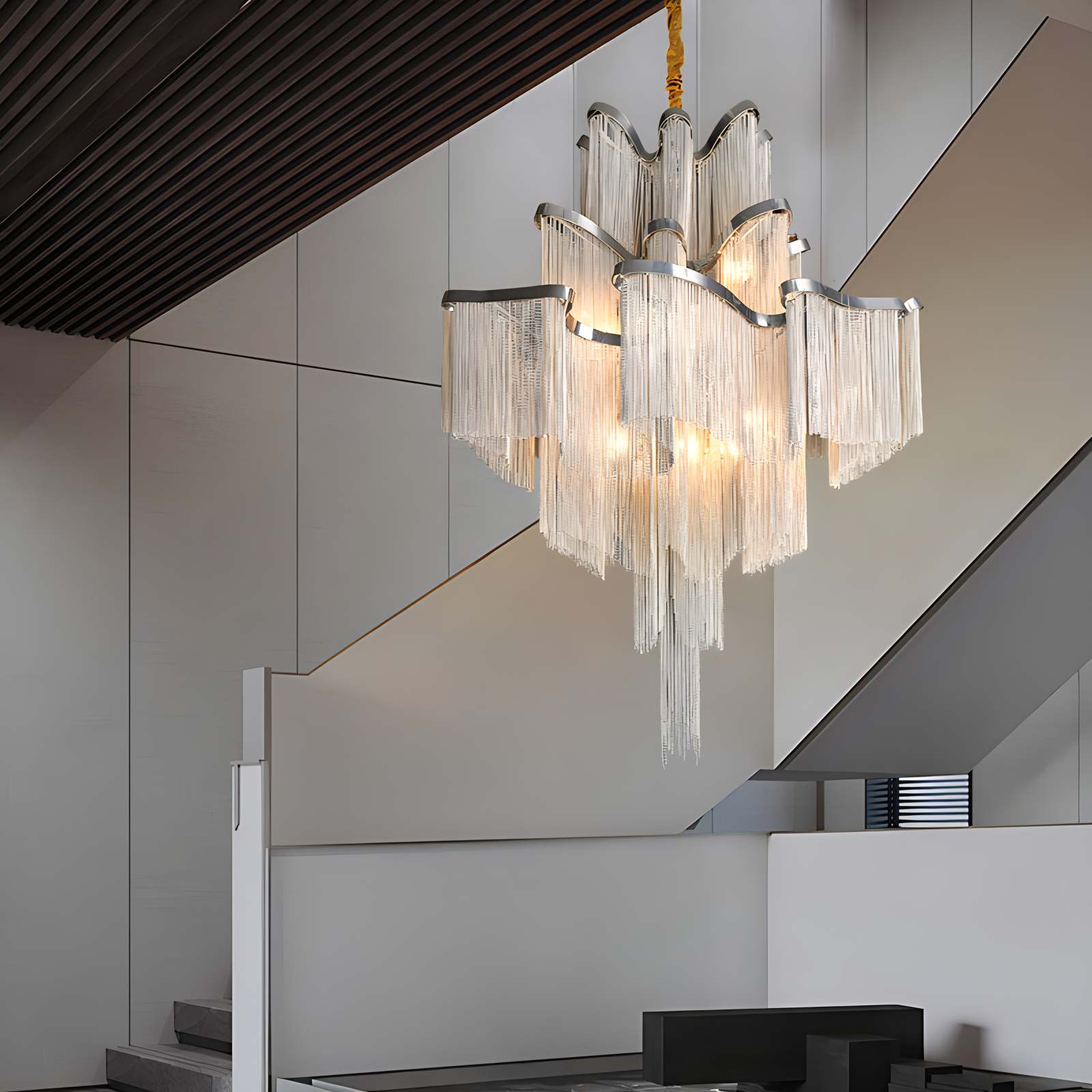 Antizer Aluminum Tassel LED Ceiling Chandelier