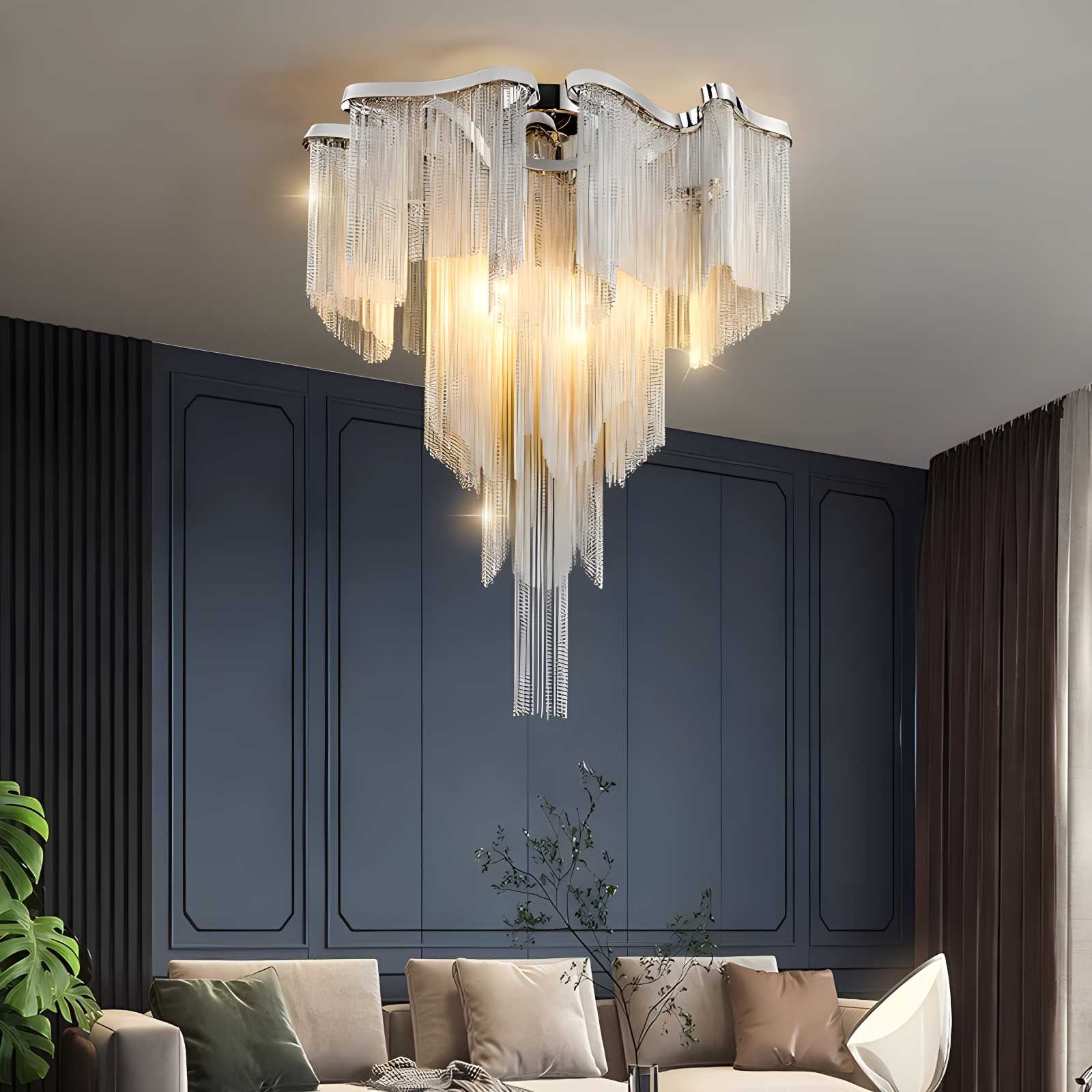 Antizer Aluminum Tassel LED Ceiling Chandelier