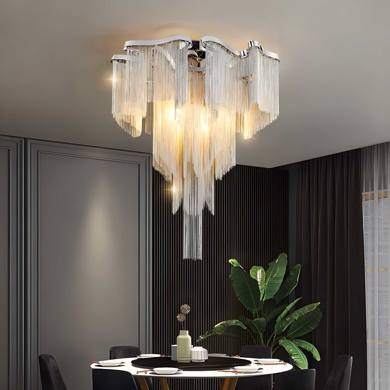 Antizer Aluminum Tassel LED Ceiling Chandelier