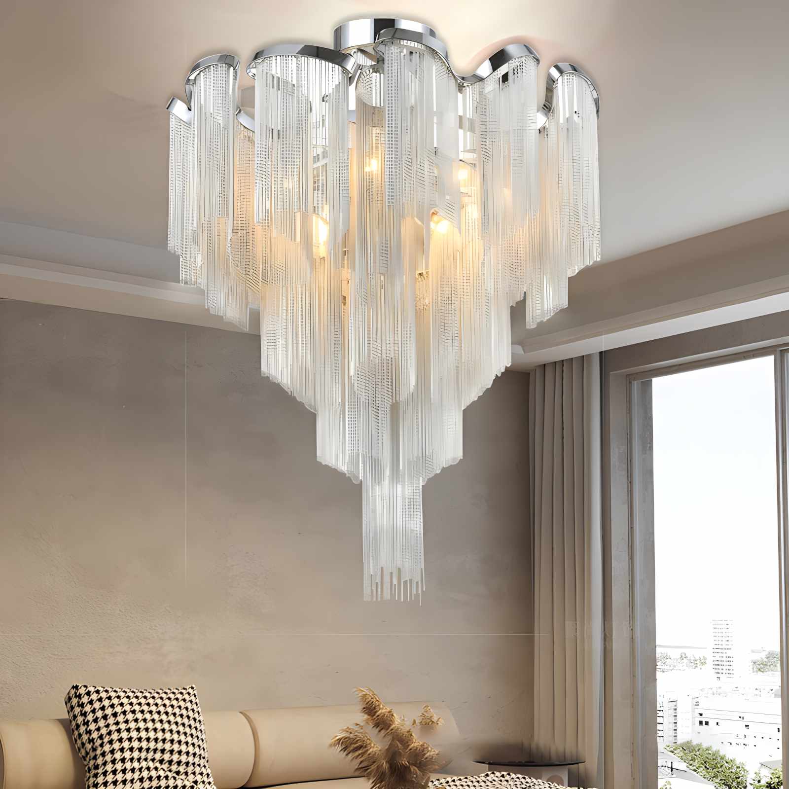 Antizer Aluminum Tassel LED Ceiling Chandelier